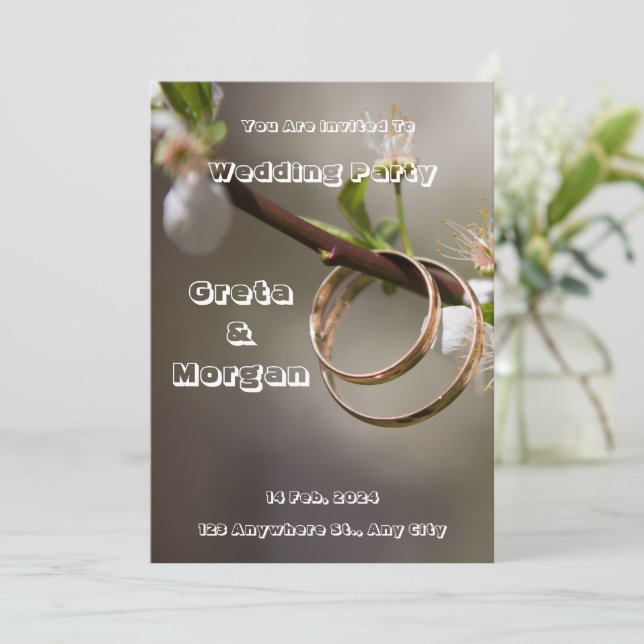 Organic White Fabric Wedding Invitation (Standing Front)