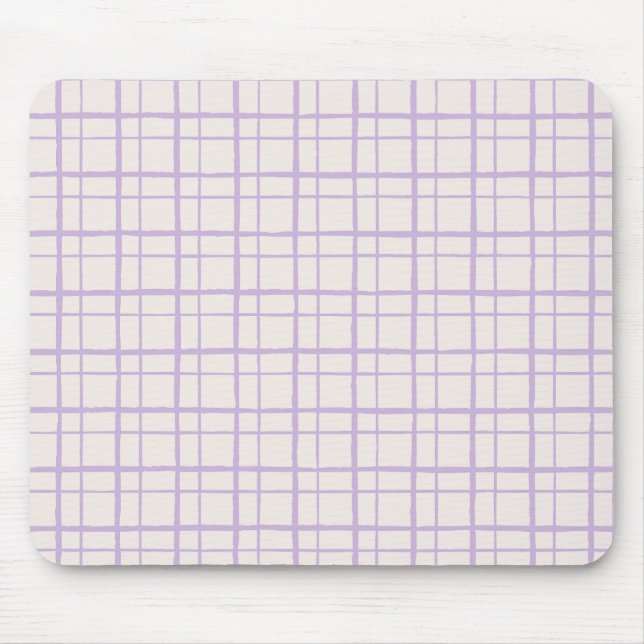 Organic Wobbly Check Grid Pattern Dusty Lilac Mouse Pad (Front)