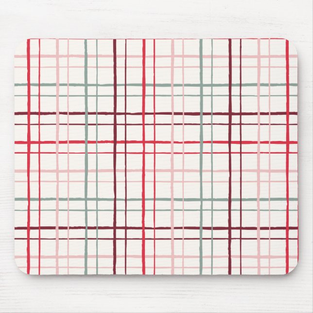 Organic Wobbly Check Grid Pattern Sweetheart Glaze Mouse Pad (Front)