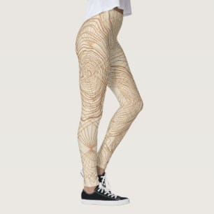 Organic Wood Grain Geometric Zen Pattern Leggings