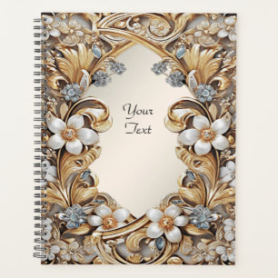 Organisateur de mariage floral blanc or décoratif
