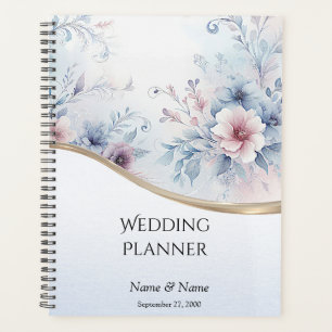 Organisateur de mariage floral rose bleu aquarelle