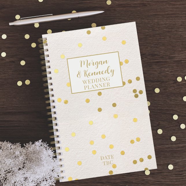 Organisateur de mariage pour couple Confetti Rose  (Add your name and wedding date to this delicate blush pink wedding planner)