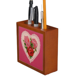 Organiseur De Bureau Viva Magenta Coeur Roses Vintage Valentine
