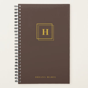 Organiseur de nom de monogramme marron or moderne