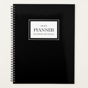 Organiseur hebdomadaire mensuel noir personnalisé