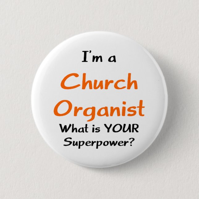 organist church 2 inch round button (Front)