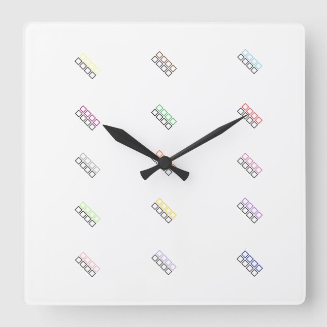 organization colours geometric design square wall clock (Front)