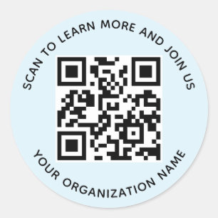 Organization QR Code Stickers Round Light Blue
