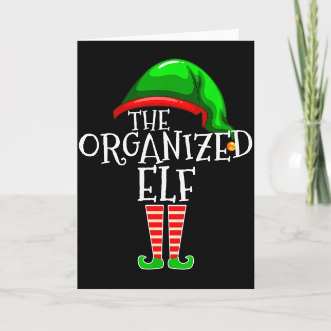 Organized Elf Group Matching Family Christmas  Card (Front)
