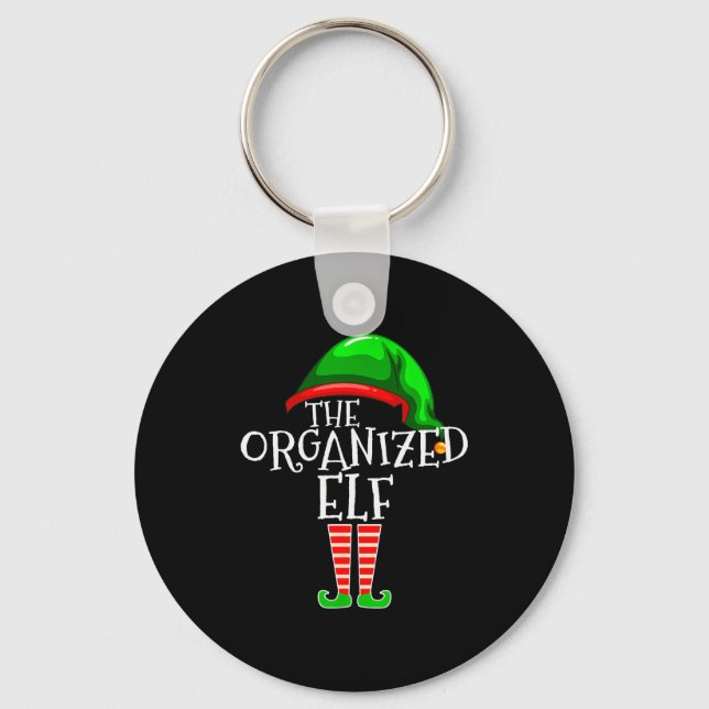 Organized Elf Group Matching Family Christmas  Keychain (Front)