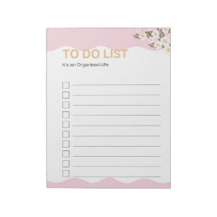 Organized Life To Do List Pink Planner Page Notepad