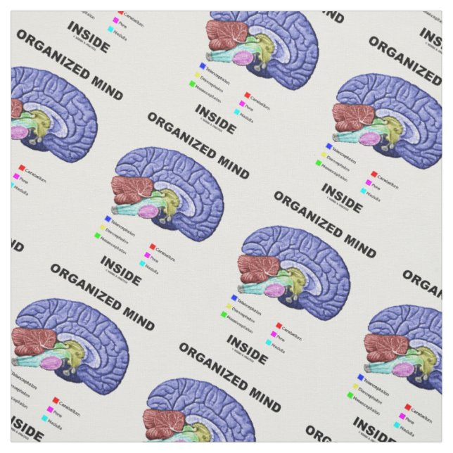 Organized Mind Inside Anatomical Brain Humour Fabric (Swatch)