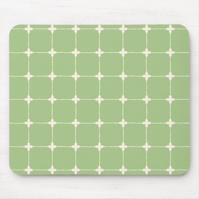 Organized Neutral Grid Minimalist Sage Green Mouse Pad (Front)