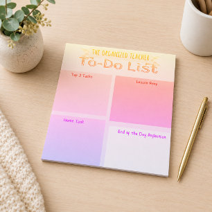 Organized Teacher To-Do List Notepad