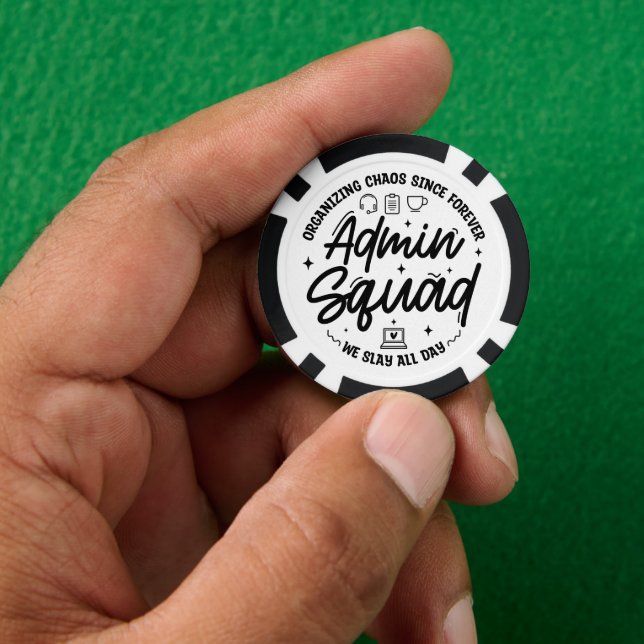 Organizing Chaos Funny Quote Admin Prof Day Squad Poker Chips (Hand)