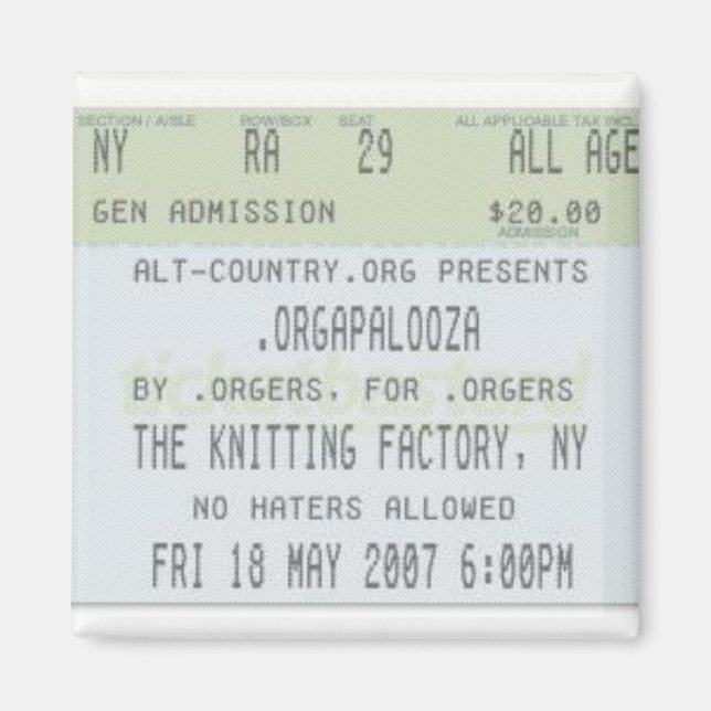 .Orgapalooza - Ticket Magnet (Front)