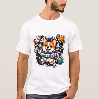 orgi Astronaut  Cute Dog in Space Die-Cut T-Shirt