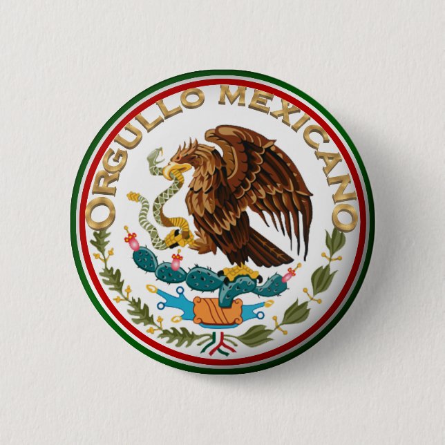 Orgullo Mexicano (Eagle from Mexican Flag) 2 Inch Round Button (Front)