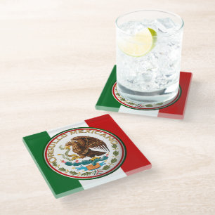 Orgullo Mexicano (Eagle from Mexican Flag) Glass Coaster