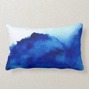 Orient Accent Watercolor Blue Lumbar Pillow