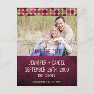 "Orient" Burgundy Retro Save the Date Announcement Postcard