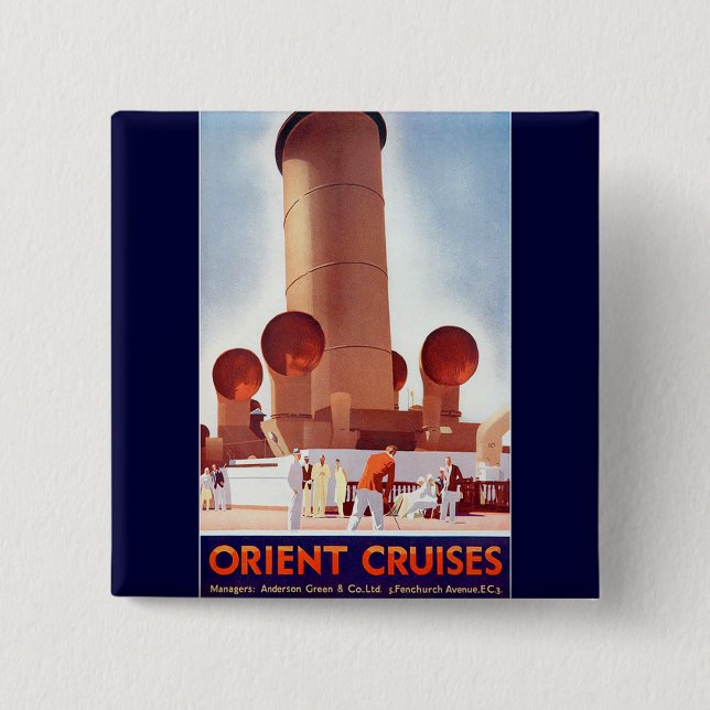 Orient Cruises Big Funnel 2 Inch Square Button (Front)