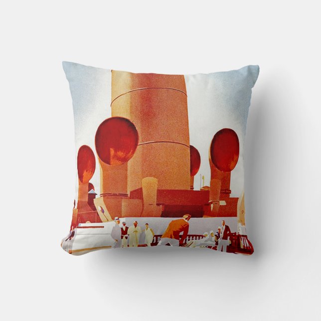 Orient Cruises Big Funnel Throw Pillow (Front)