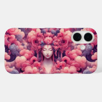 Oriental abstract dreamy Geisha pink clouds