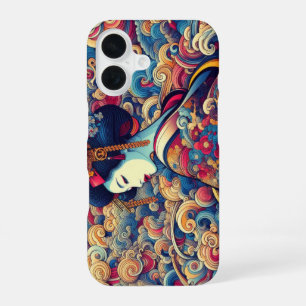 Oriental abstract Geisha maiko vibrant waves iPhone 16 Case