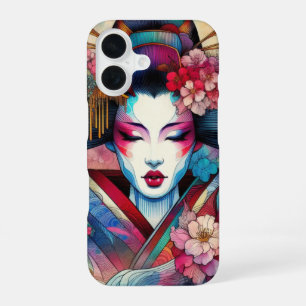 Oriental abstract Geisha sakura flowers tattoo iPhone 16 Case