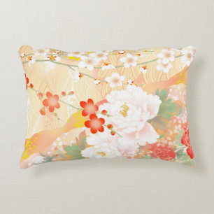 Oriental Accent Japanese Floral Soft Colours Pillow
