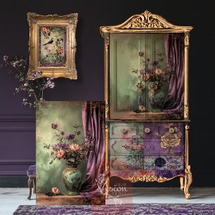 Oriental Aesthetics Chinoiserie Floral Still Life  Tissue Paper