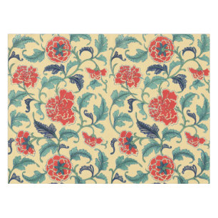 Oriental Antique Botanical Illustration of Peonies Tablecloth