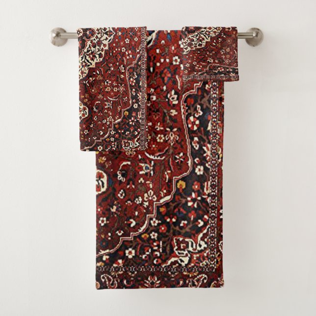 Oriental Antique Persian Turkish Rug Bath Towel Set (Insitu)