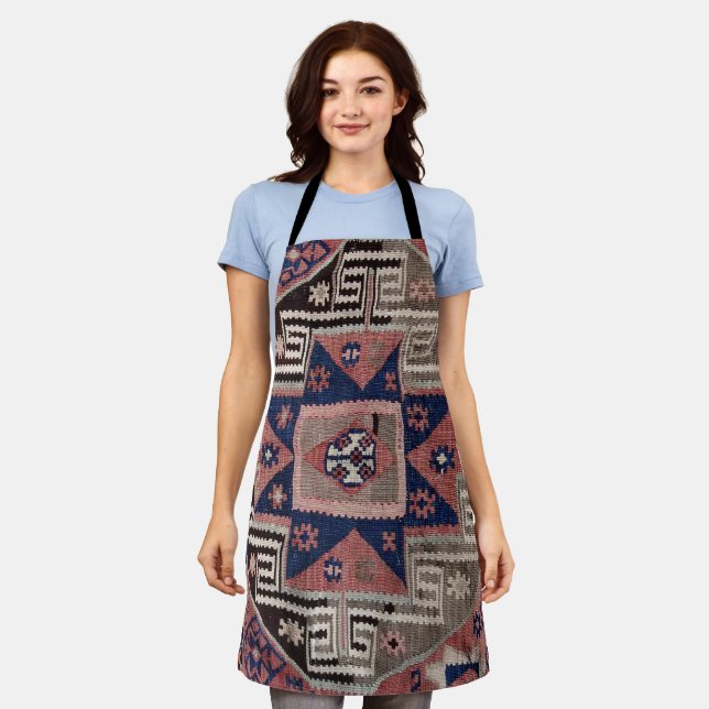Oriental Antique Red Kilim Rug    Apron (Worn)