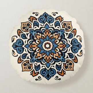 Oriental Arabesque Majestic Motifs Round Pillow