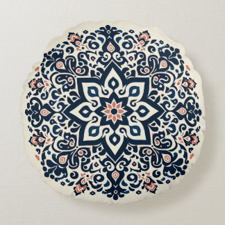 Oriental Arabesque Majestic Motifs Round Pillow
