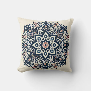 Oriental Arabesque Majestic Motifs Throw Pillow