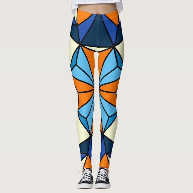 Oriental Arabic Geometric Seamless Pattern Leggings (Front)