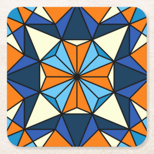 Oriental Arabic Geometric Seamless Pattern Square Paper Coaster