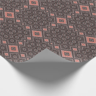 Oriental, Arabic, ornament, brown, red, ethnic, Wrapping Paper