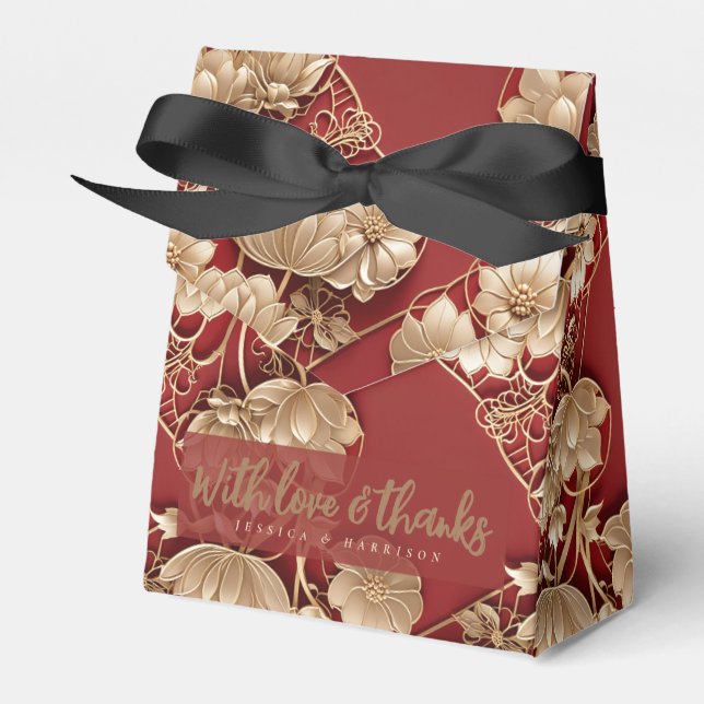 Oriental Art Deco Florals | Custom Favor Box (Front Side)
