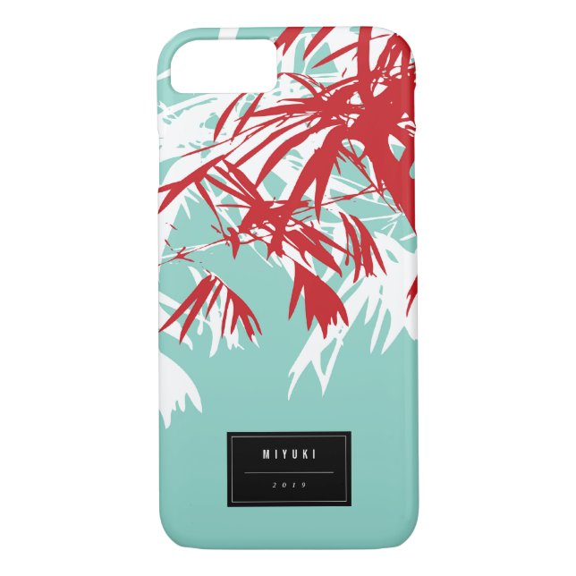 Oriental Asian Chinese Red Bamboo Leaves Zen Case (Back)