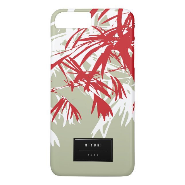 Oriental Asian Chinese Red Bamboo Leaves Zen Case (Back)