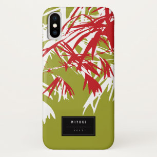 Oriental Asian Chinese Red Bamboo Leaves Zen Case