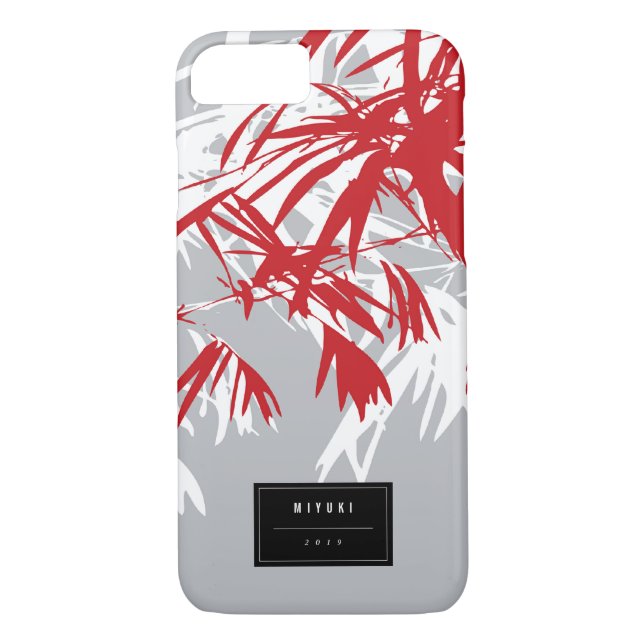 Oriental Asian Chinese Red Bamboo Leaves Zen Case (Back)