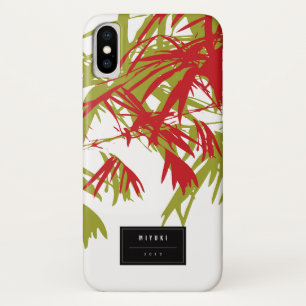 Oriental Asian Chinese Red Bamboo Leaves Zen Case
