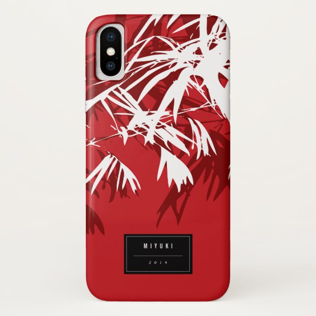 Oriental Asian Chinese Red Bamboo Leaves Zen Case (Back)