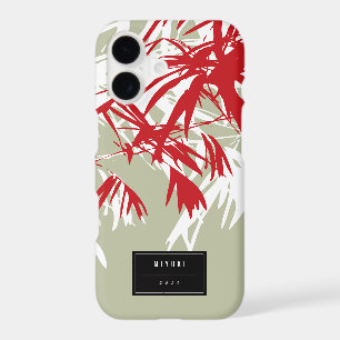 Oriental Asian Chinese Red Bamboo Leaves Zen Case